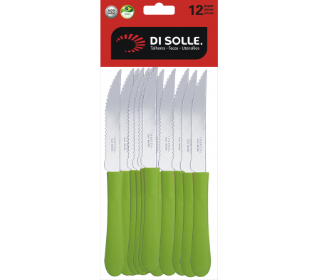 CUCHILLO ASADO VERDE 12 PZ NEW TROPICAL