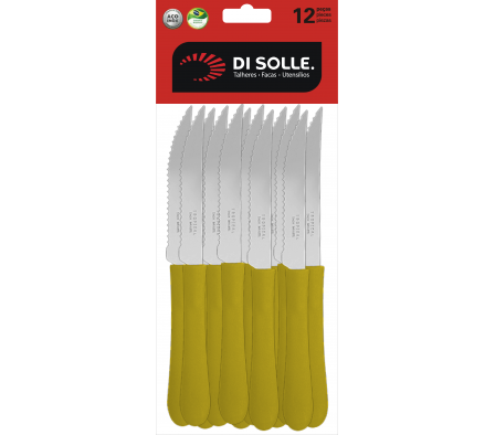 CUCHILLO ASADO AMARILLO 12 PZ NEW TROPICAL