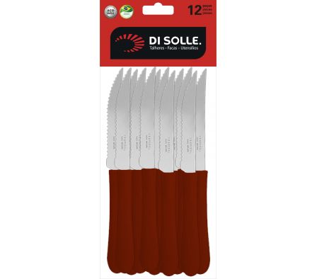 CUCHILLO ASADO ROJO 12 PZ NEW TROPICAL