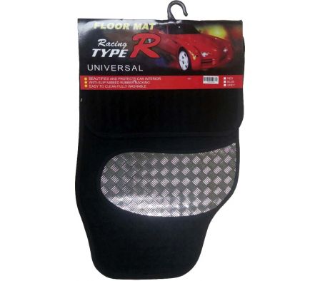 ALFOMBRA P/ VEHICULO PLATEADO 4 PZ MD-CM1303B