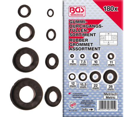 KIT ARANDELA DE GOMA METRICO 180PZ 8125 BGS